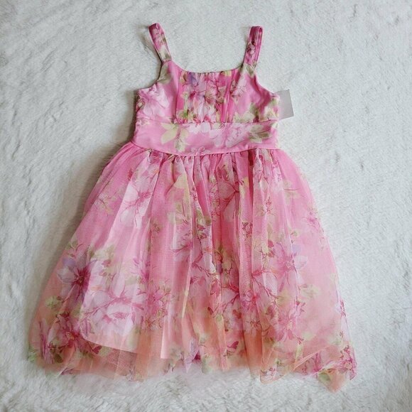 Zenzi Girls' Sleeveless Floral Hi-Low Dress 4KIDE-BJ - Picture 2 of 4